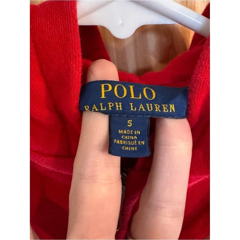 Polo Ralph Lauren‎ Kids Red Polo Bear Full Zip Hoodie Sweatshirt Size 5